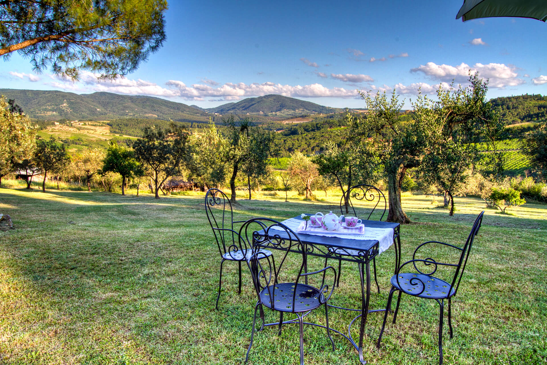 Sedie in mezzo ad un prato con vista colli - Italy d'Élite